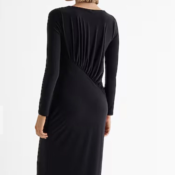 Boat Neck Long Sleeve Ruched Top Maxi Dress - Picture 2 of 4